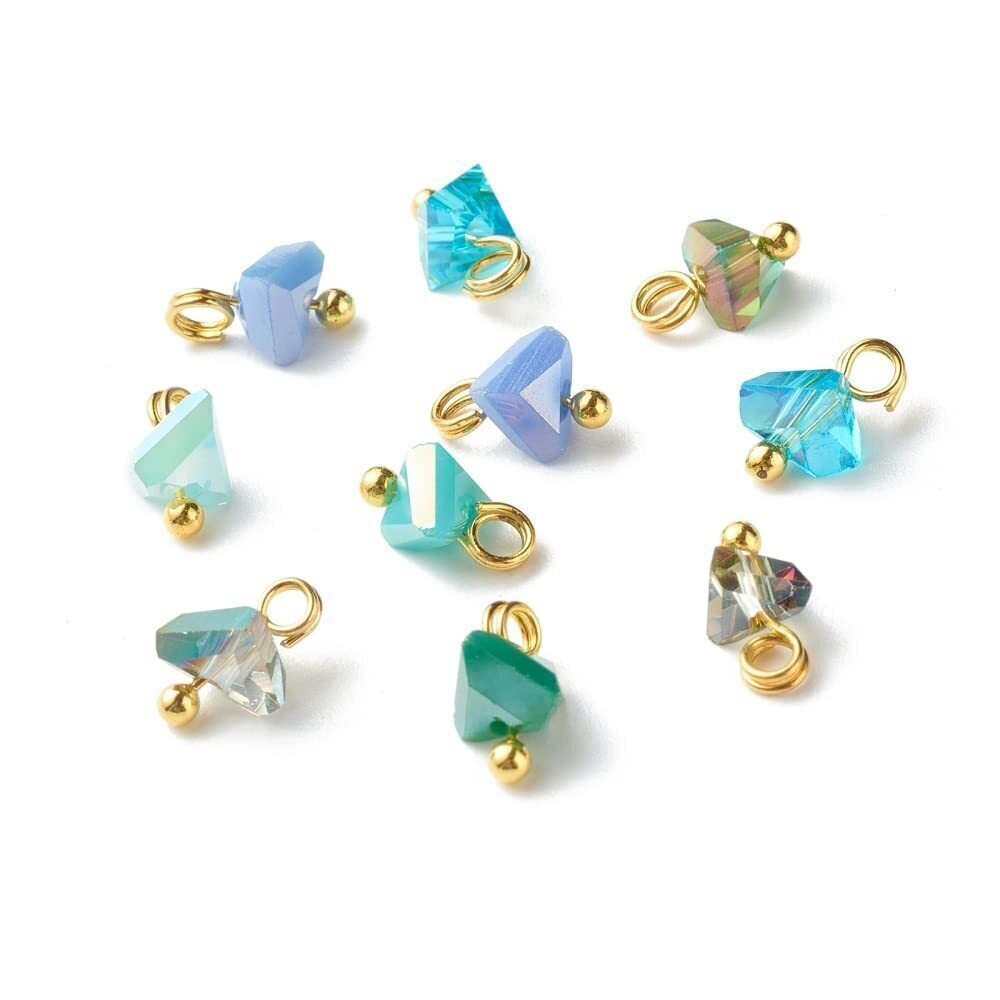 4530 100Pcs Colorful Triangle Glass Charms Creative Electroplate Glass